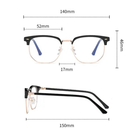 Fashion unisex square Plain glasses for men women Metal frame glasses polygon - Picture 9 of 11